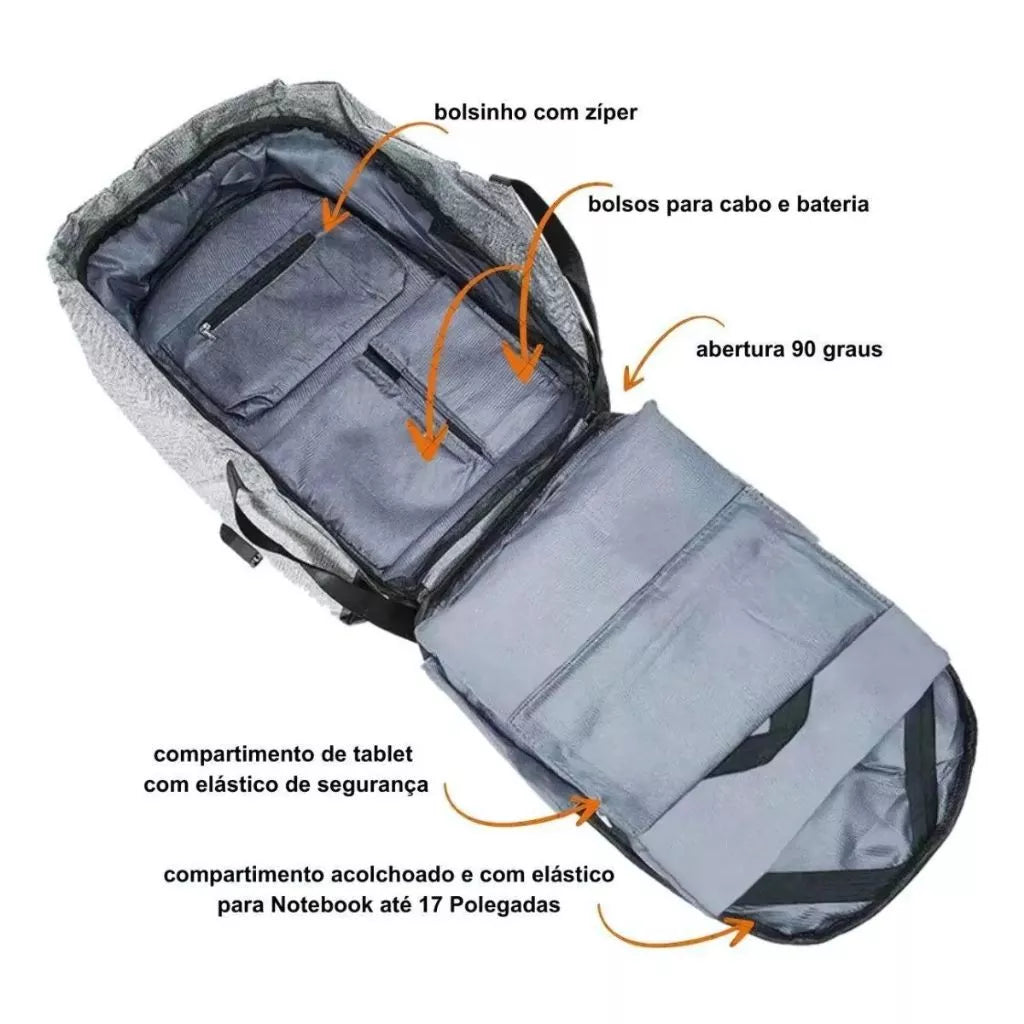 Mochila Antirrobo con Cable USB