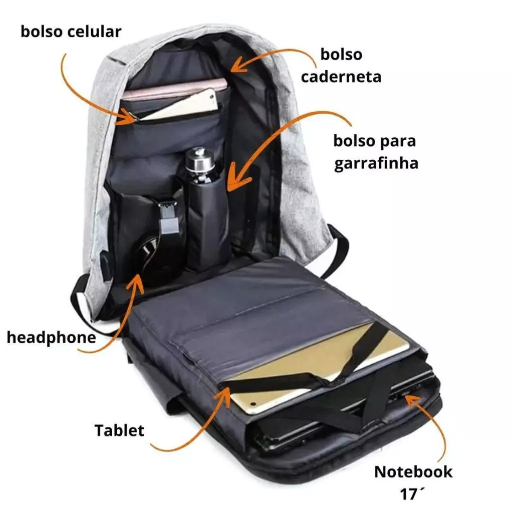 Mochila Antirrobo con Cable USB