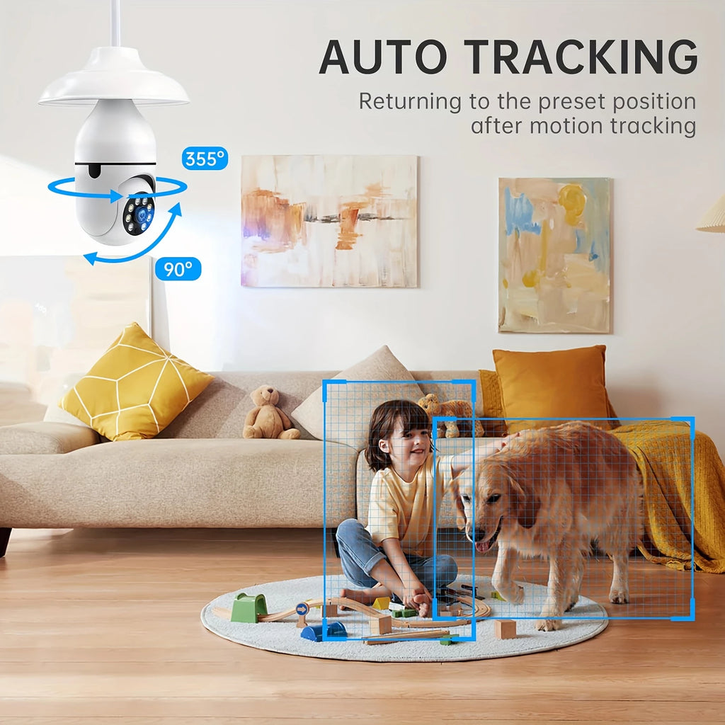 Seguridad CCTV Camara De La Bombilla De 4 Mp Cámara Inalámbrica 5G 2.4GHz WiFi 360 Panorámica Inteligente Detección De Movimiento Bidireccional