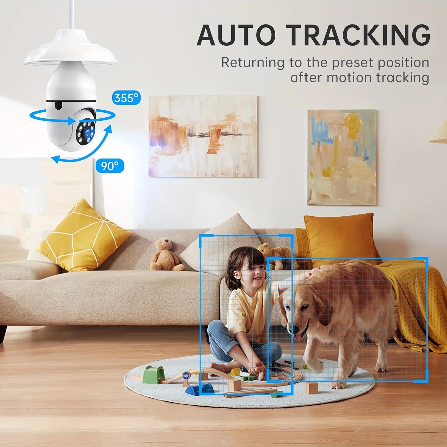 Seguridad CCTV Camara De La Bombilla De 4 Mp Cámara Inalámbrica 5G 2.4GHz WiFi 360 Panorámica Inteligente Detección De Movimiento Bidireccional