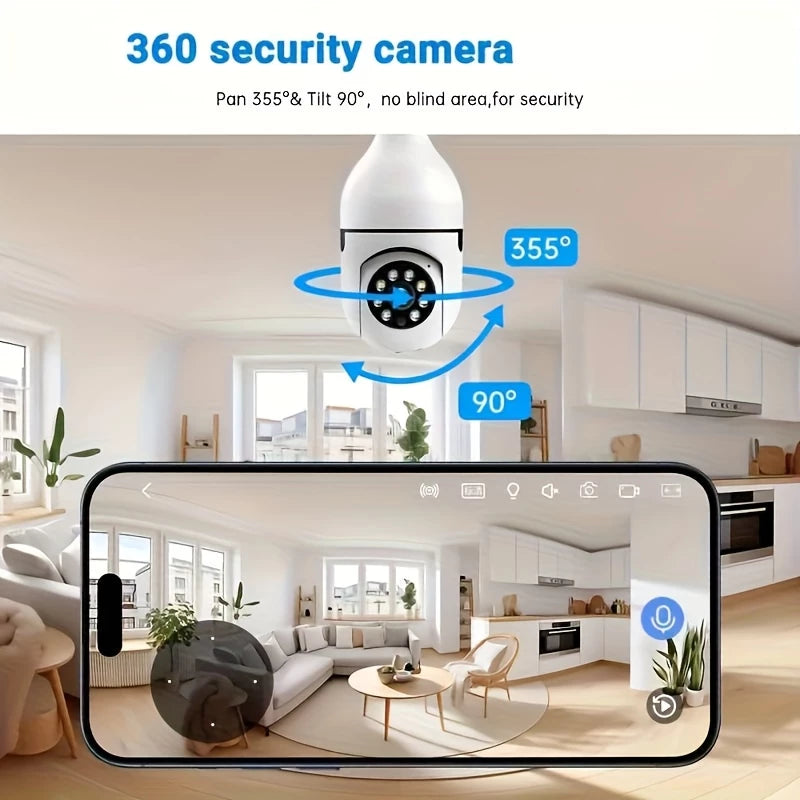 Seguridad CCTV Camara De La Bombilla De 4 Mp Cámara Inalámbrica 5G 2.4GHz WiFi 360 Panorámica Inteligente Detección De Movimiento Bidireccional